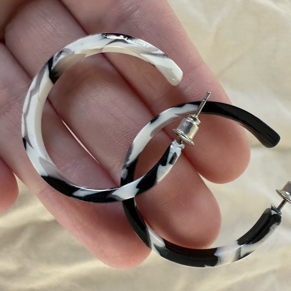 Black and White Hoop Earrings